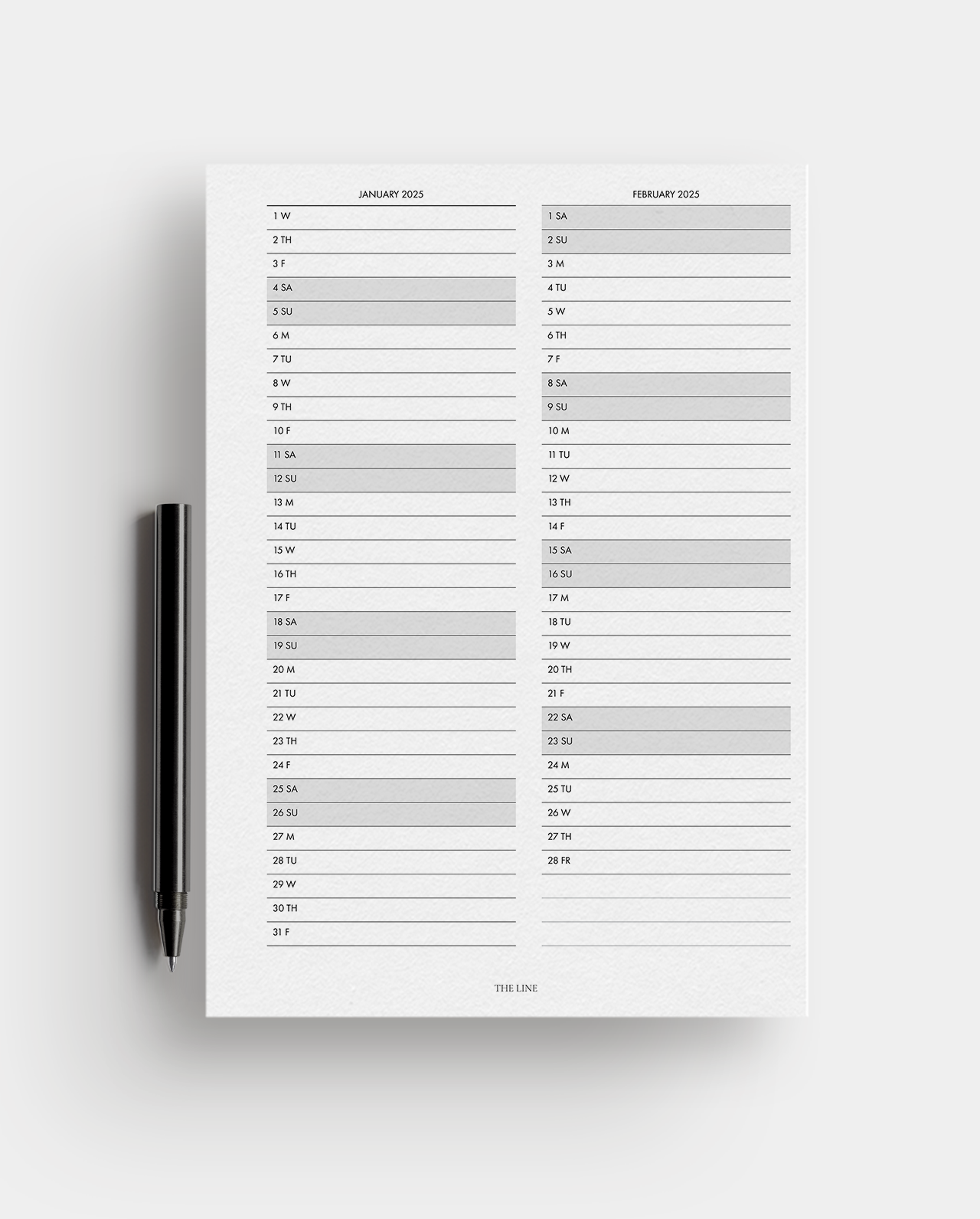 2025 Vertical Monthly Overview Planner Inserts