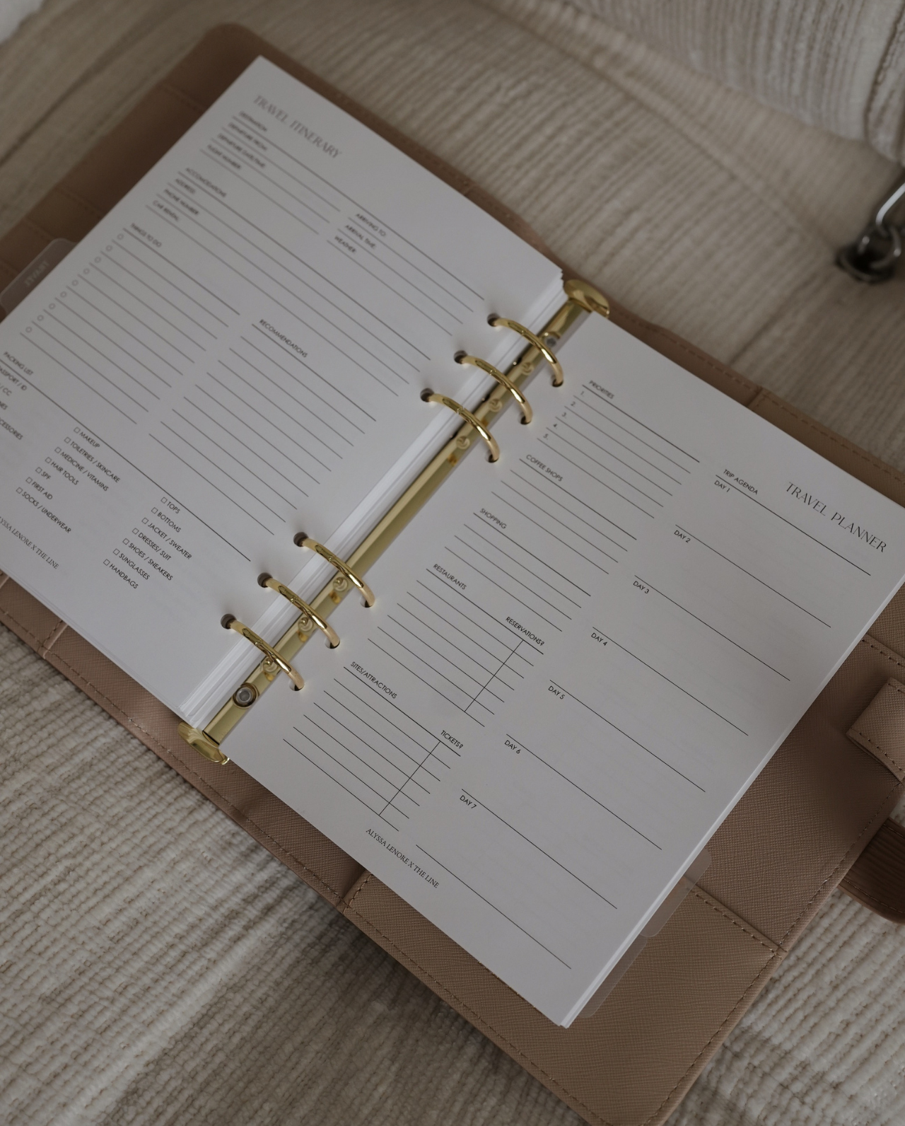 Travel Itinerary & Weekly Planner Inserts | Alyssa Lenore x The Line