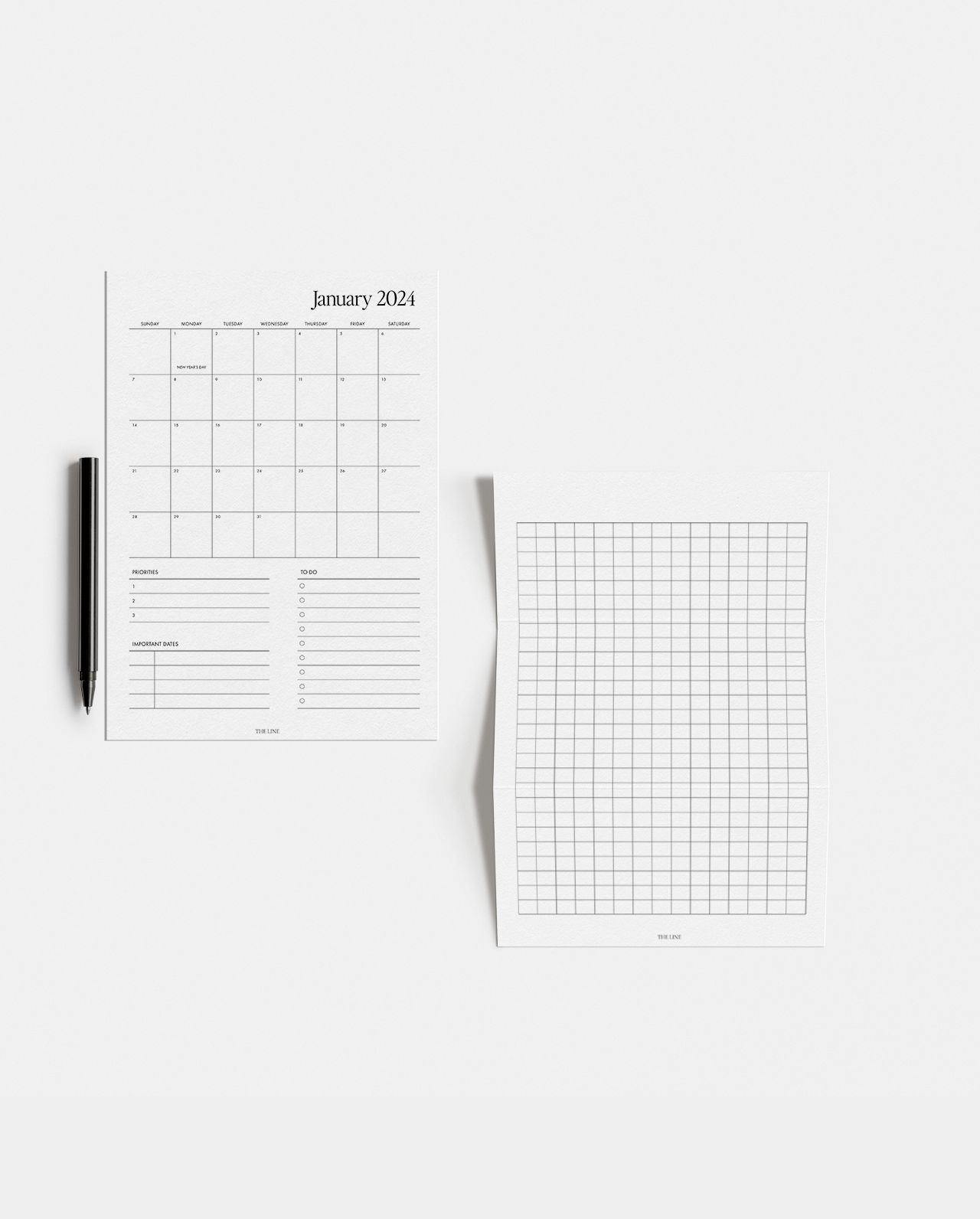 2024 Monthly Calendar & Grid Planner Inserts (MO2P)