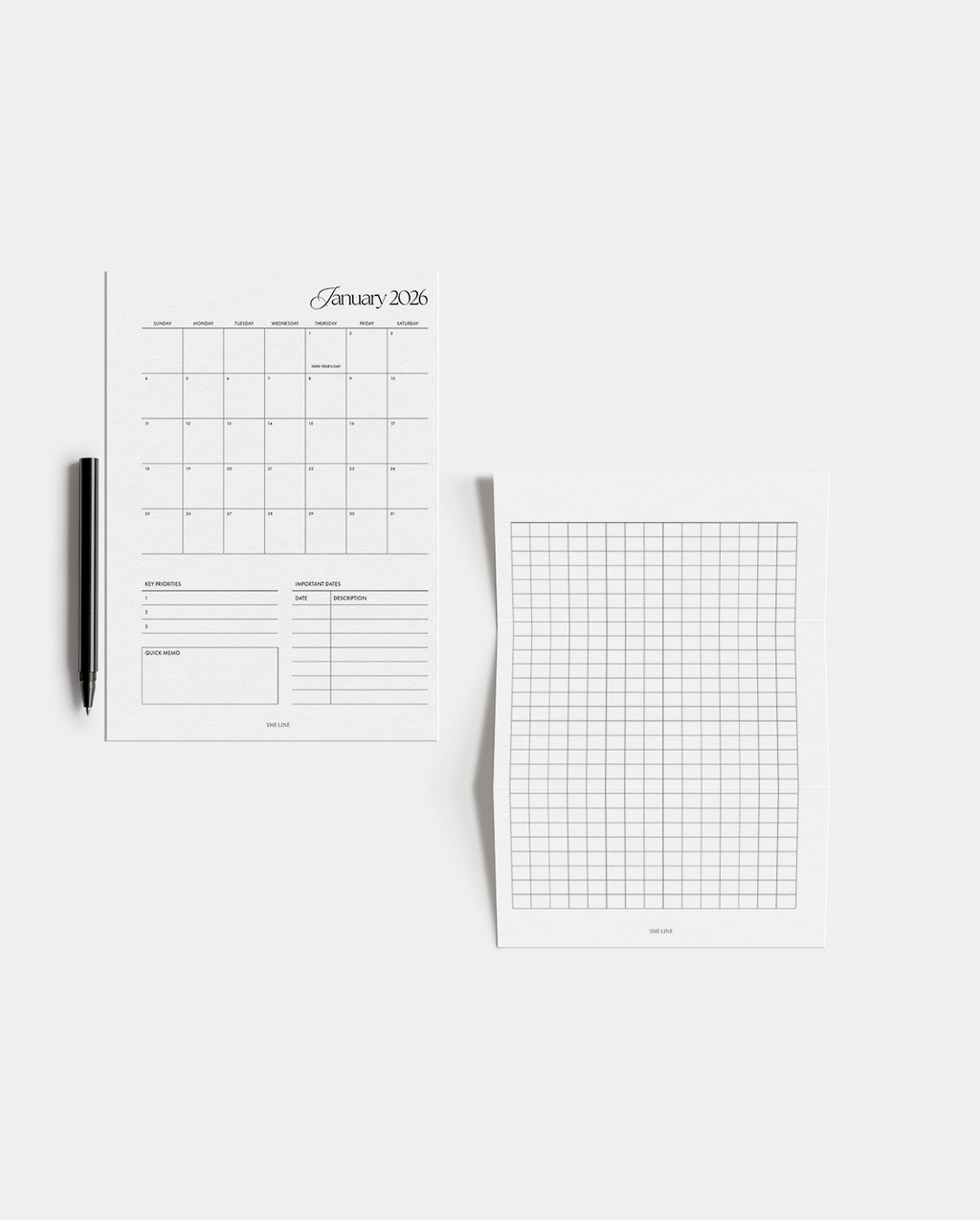 2026 Monthly Calendar & Grid Planner Inserts (Mo2P)