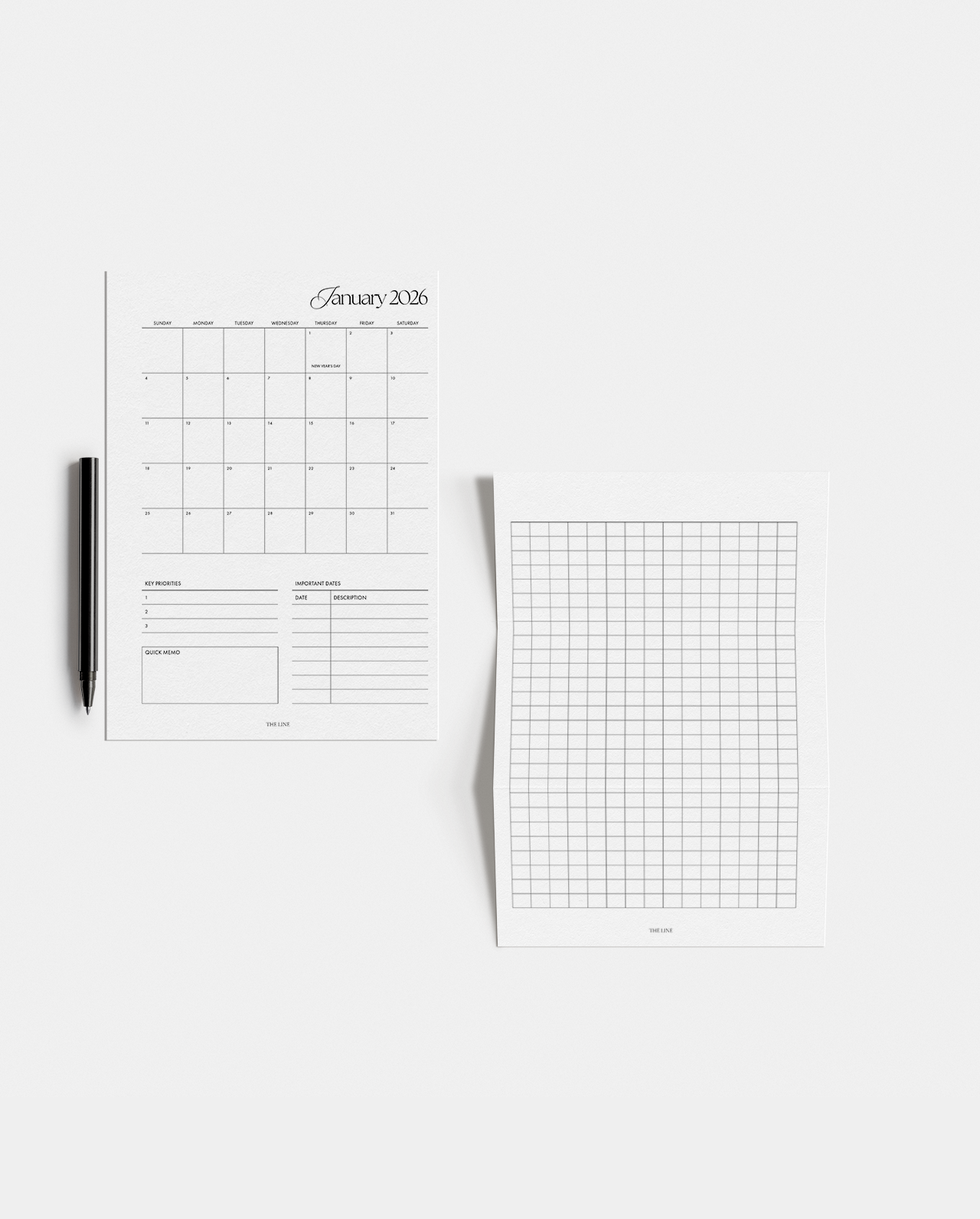 2026 Monthly Calendar & Grid Planner Inserts (Mo2P)