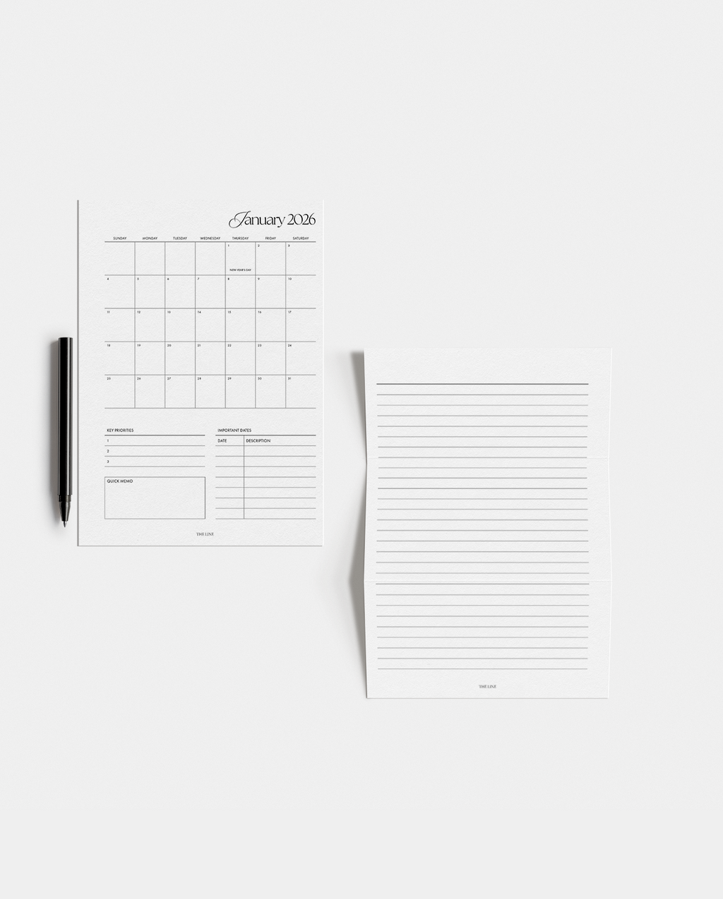 2026 Monthly Calendar & Lined Planner Inserts (Mo2P)