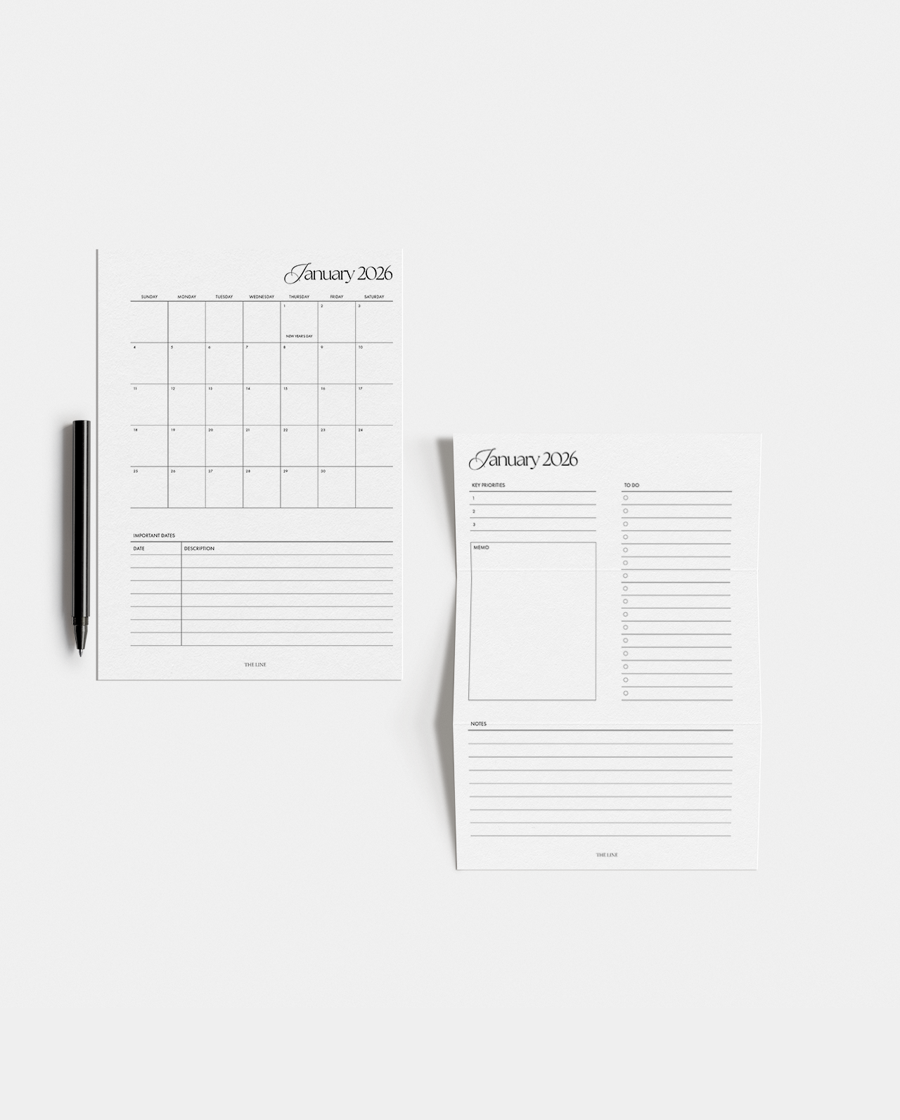 2026 Monthly Calendar & Detailed Planner Inserts (Mo2P)