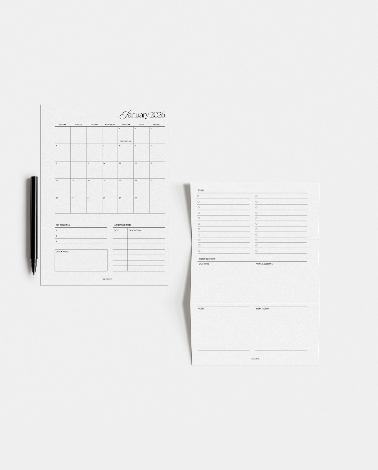 2026 Monthly Calendar & Review Planner Inserts (Mo2P)