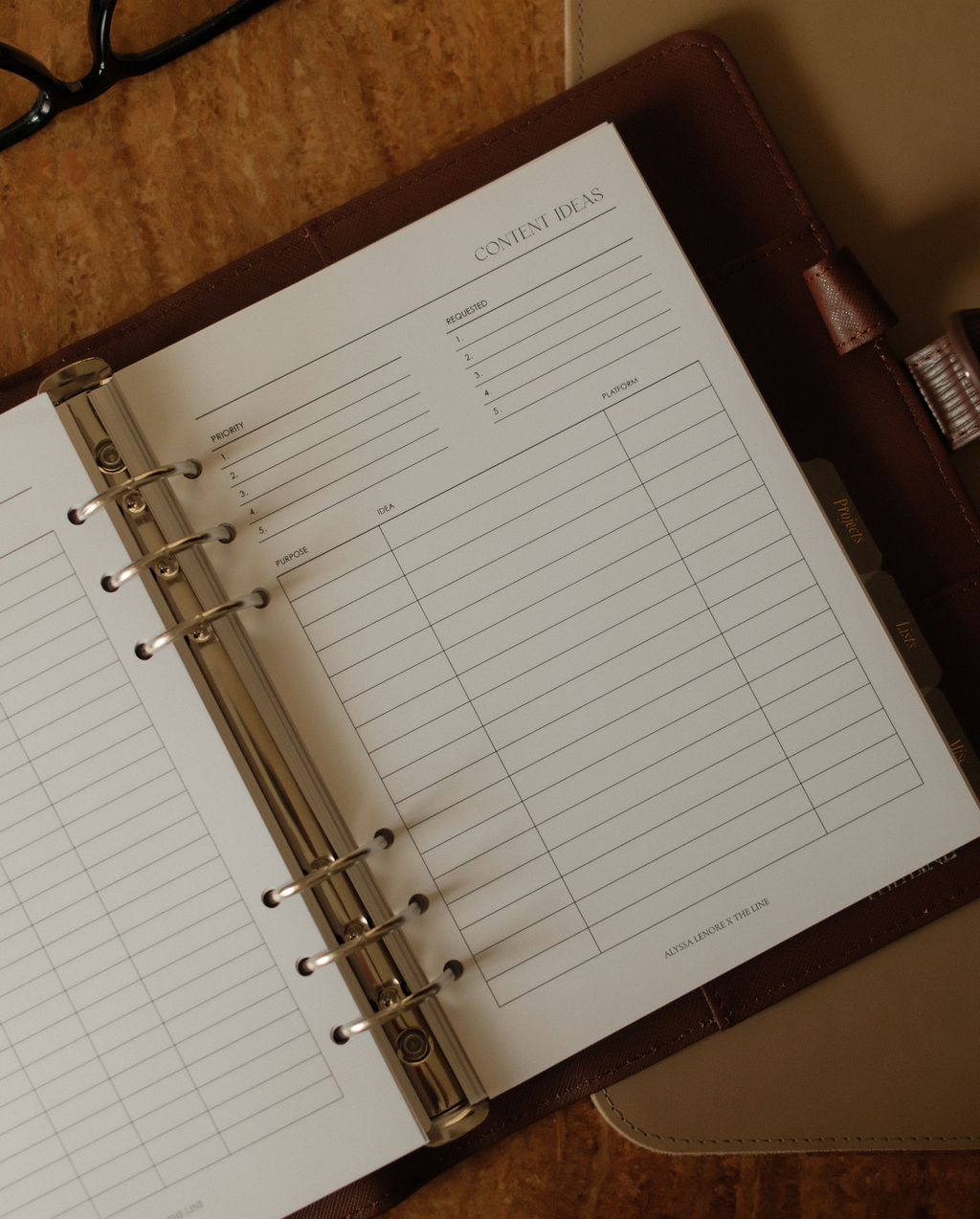 Content Ideas Planner Inserts | Alyssa Lenore x The Line