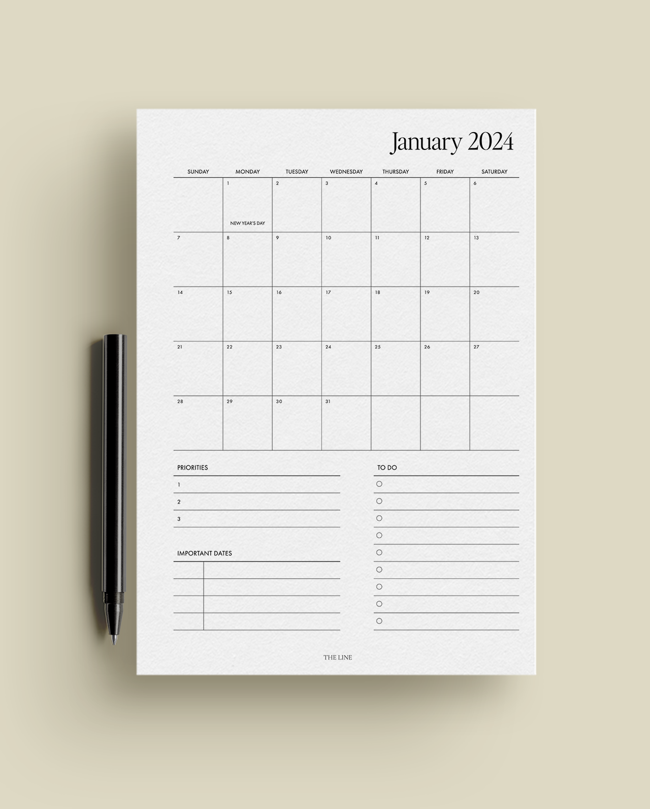 2024 Monthly Calendar & Grid Planner Inserts (MO2P)