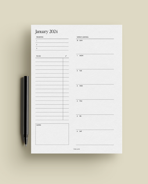 2024 WEEKLY Planner Insert Dated WO2P Horizontal Lined