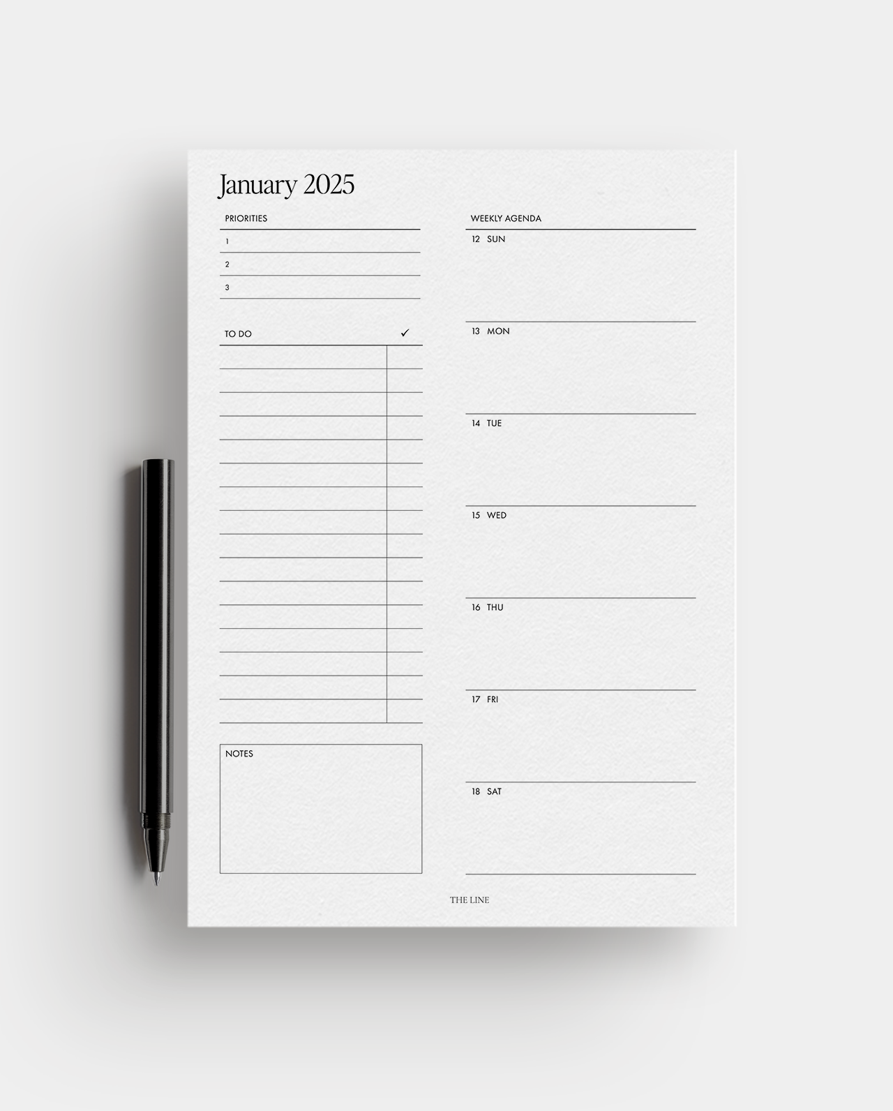 2025 Weekly Horizontal Planner Inserts (WO1P)