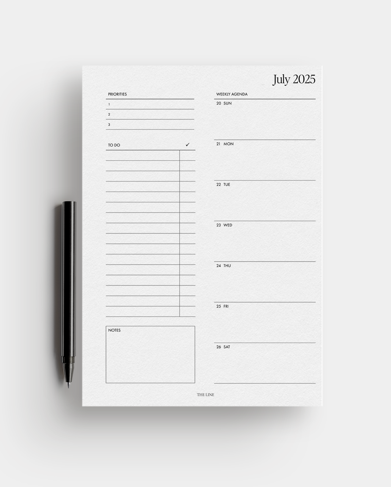 2025 Weekly Horizontal Planner Inserts (WO1P)