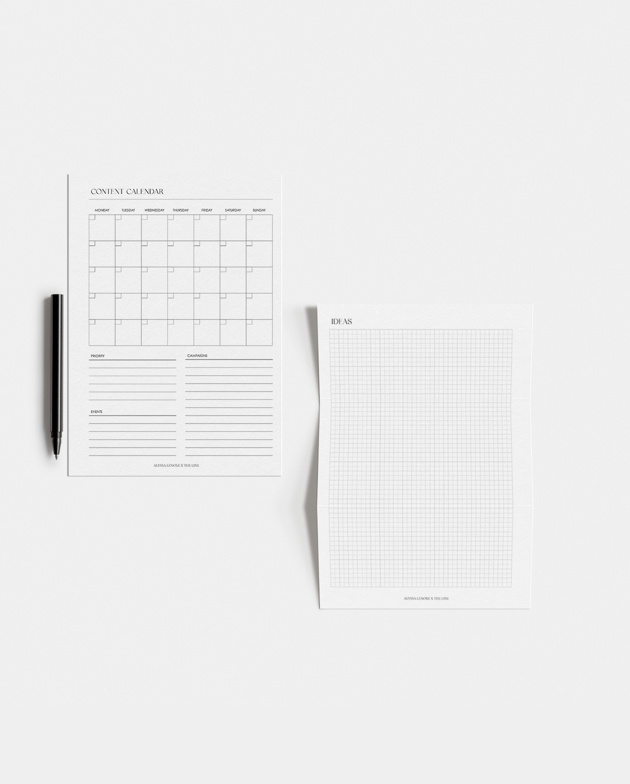 Content Calendar Planner Inserts | Alyssa Lenore x The Line