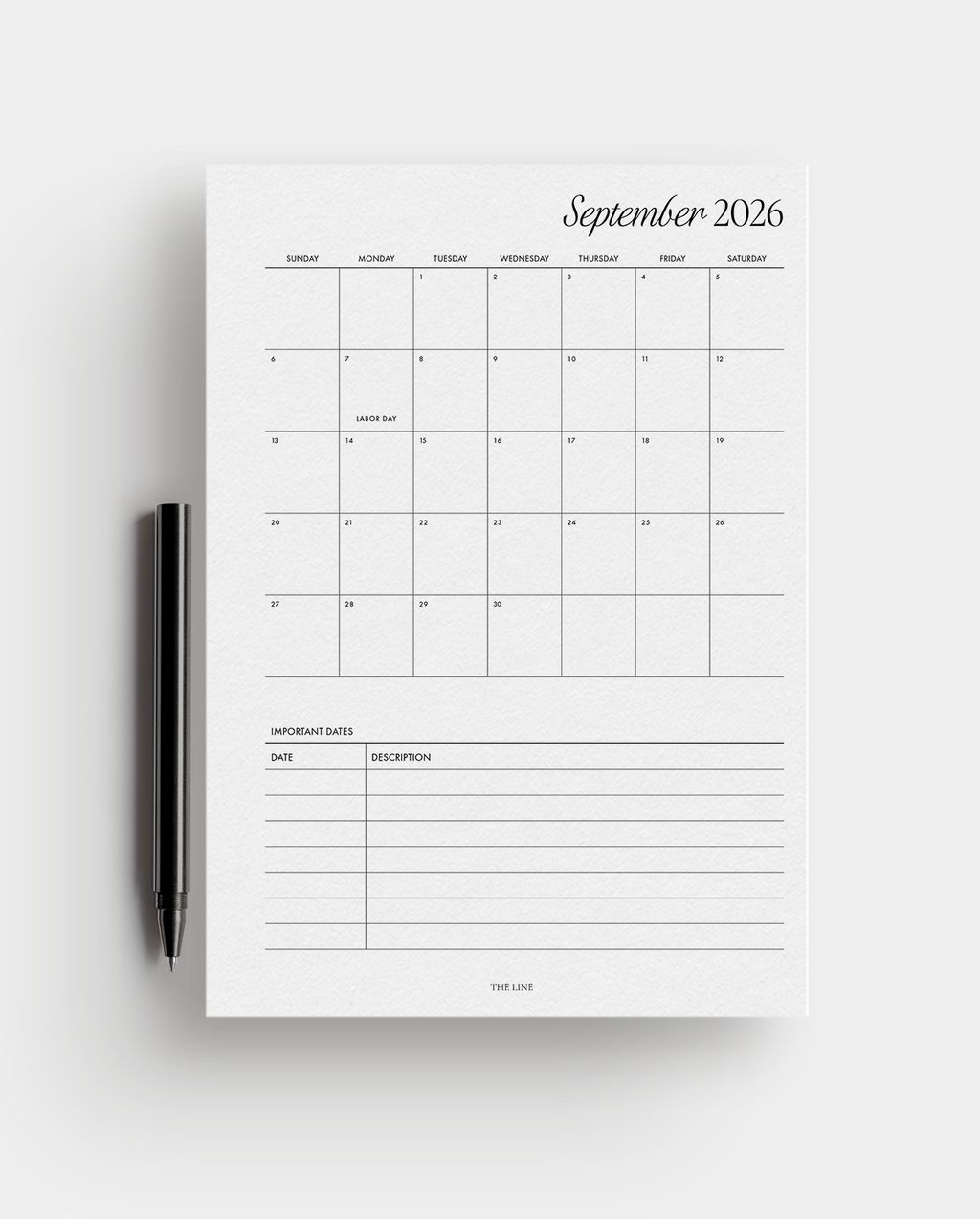 2027 Monthly Calendar Overview Planner Inserts (Mo1P)