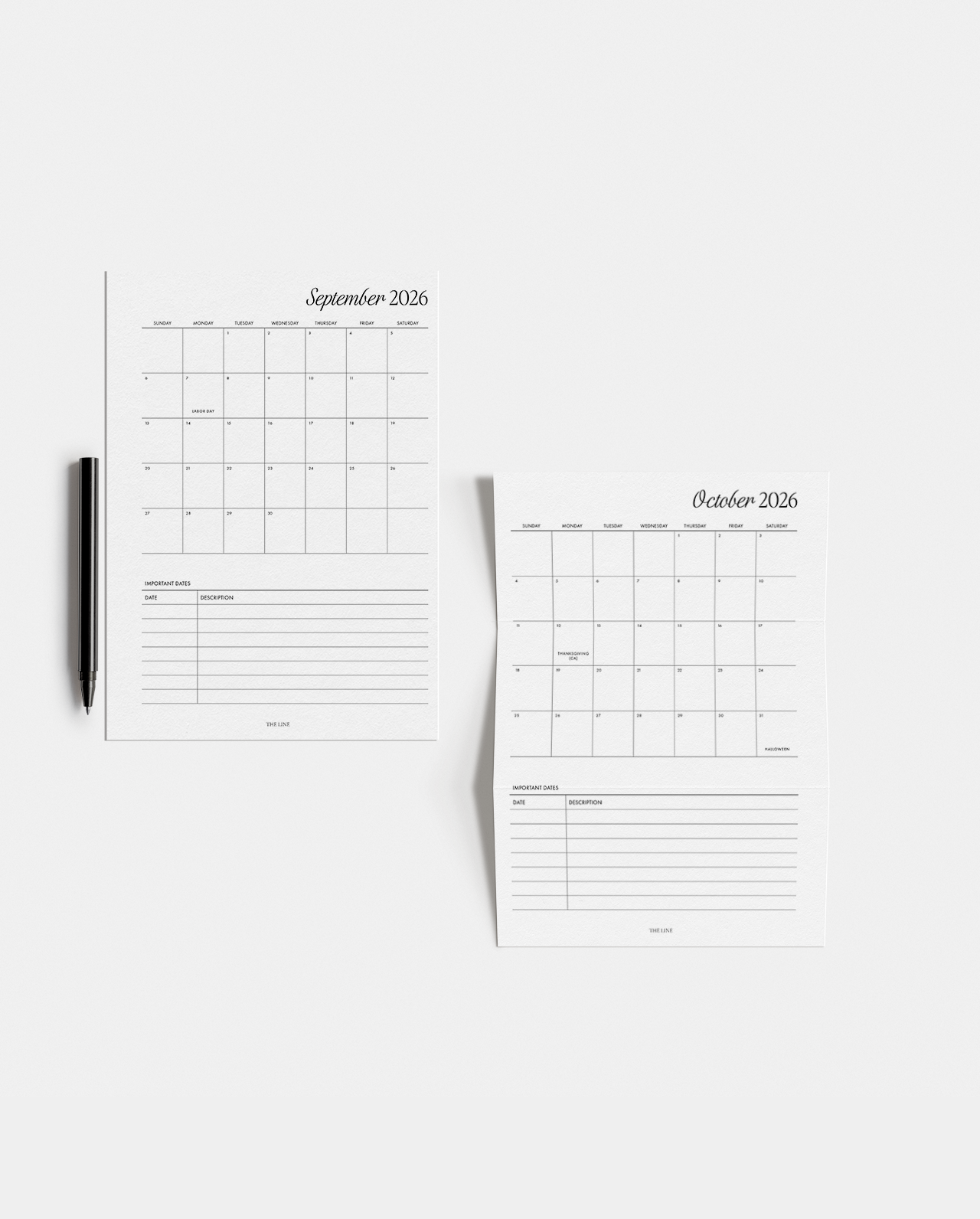 2027 Monthly Calendar Overview Planner Inserts (Mo1P)