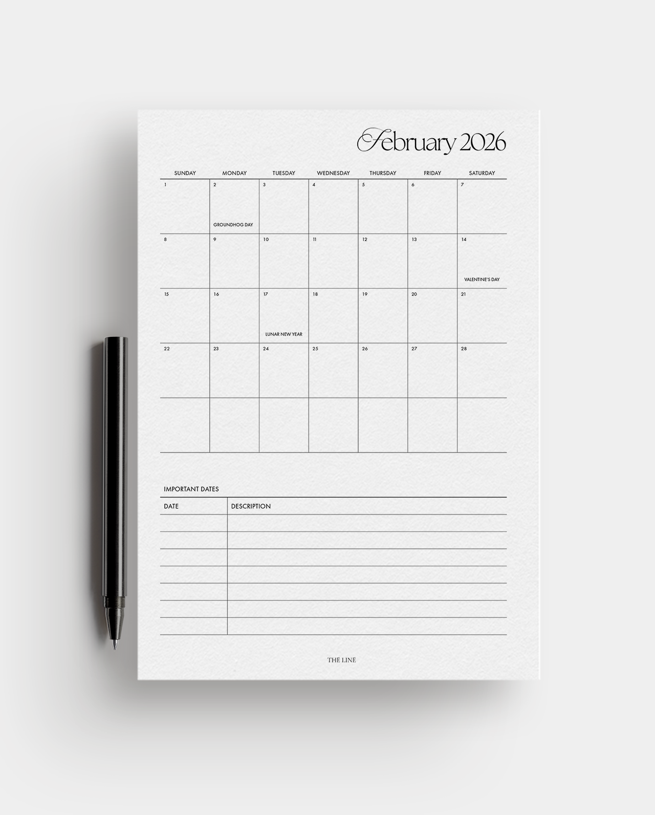 2026 Monthly Calendar Overview Planner Inserts (Mo1P)