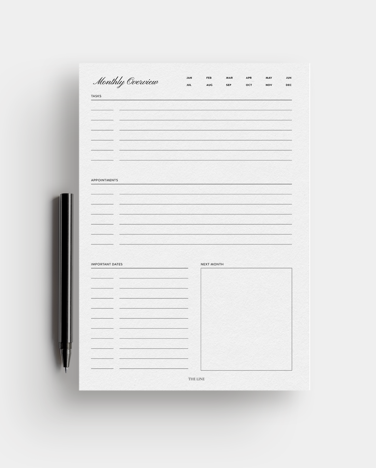 Essential Monthly Overview Planner Inserts