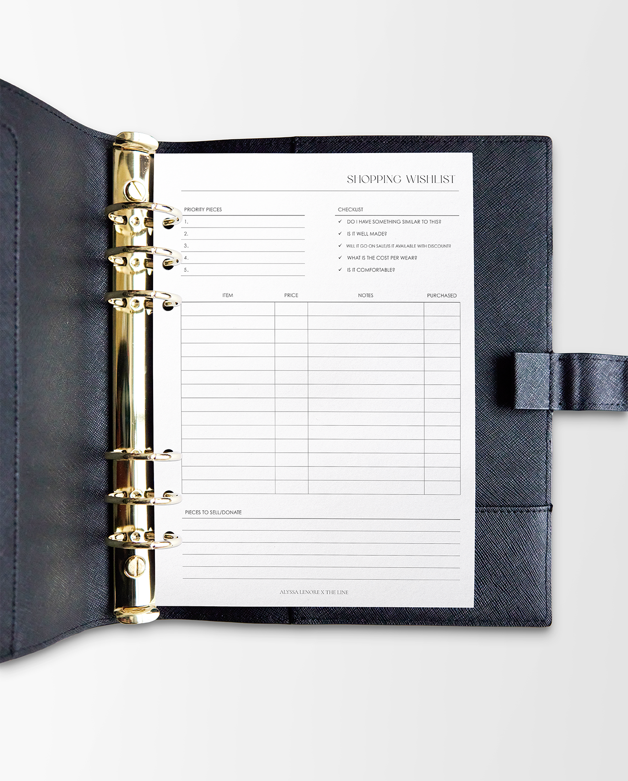 Shopping Wishlist Planner Inserts | Alyssa Lenore x The Line