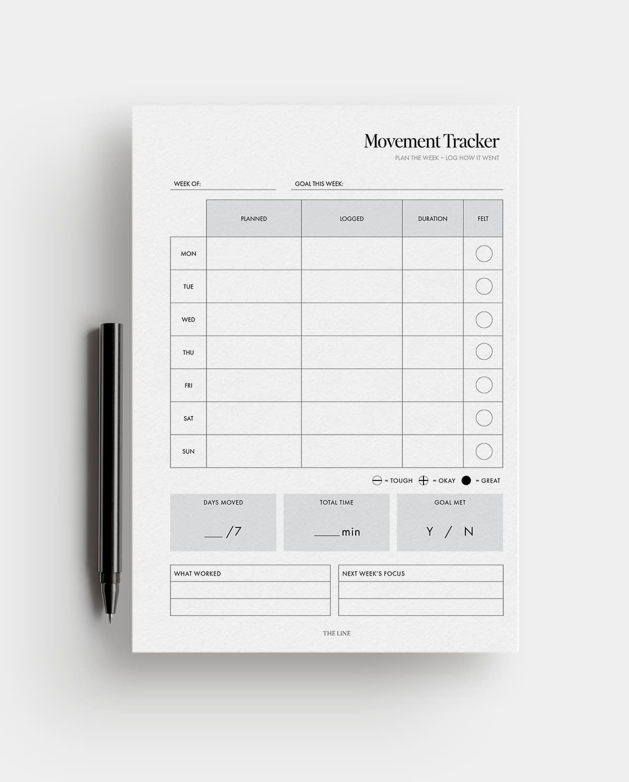 The Movement Tracker Planner Inserts | Modern Collection
