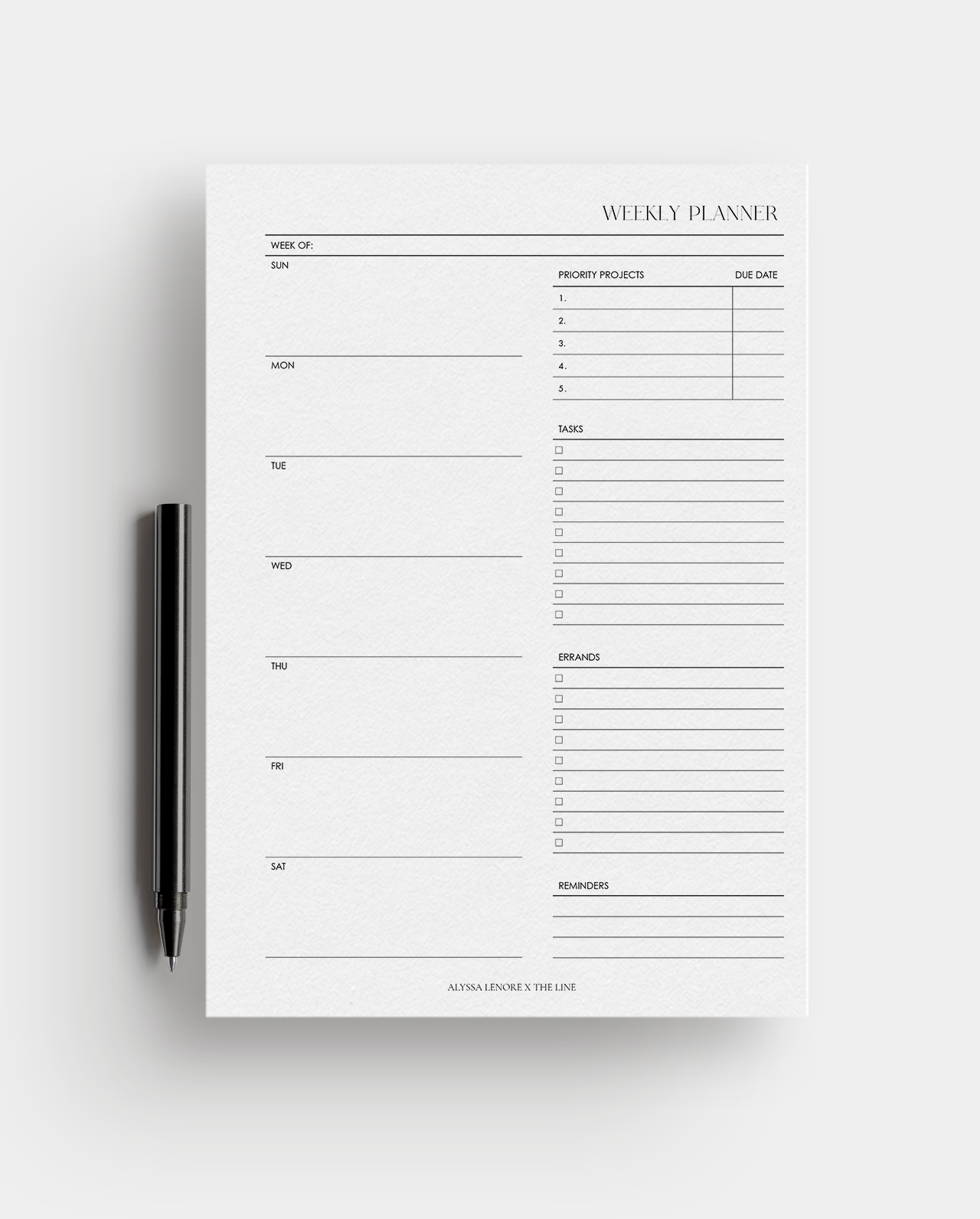 Weekly Planner Inserts | Alyssa Lenore x The Line