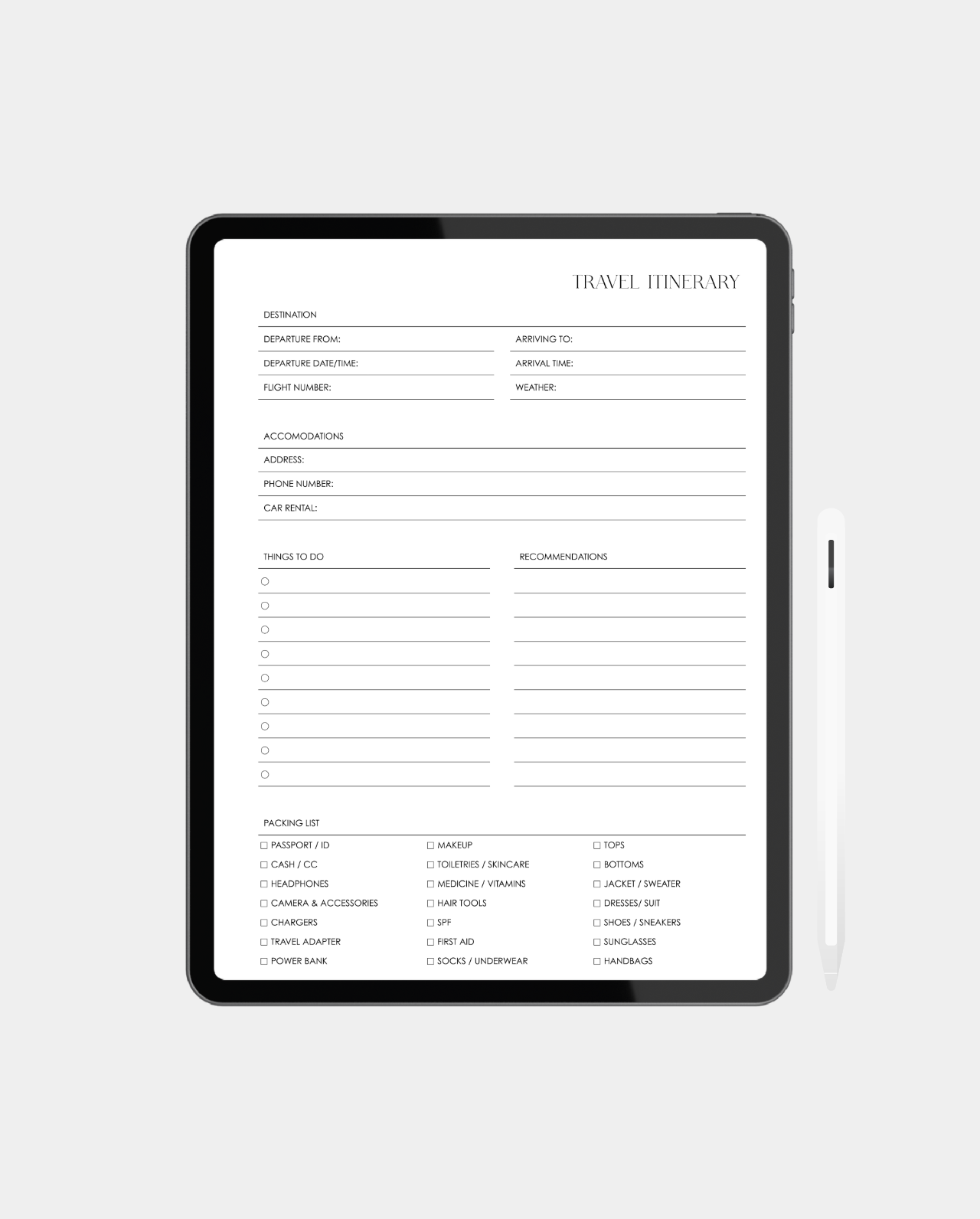 Digital Travel Itinerary & Weekly Planner Inserts | Alyssa Lenore x The Line - Instant Download