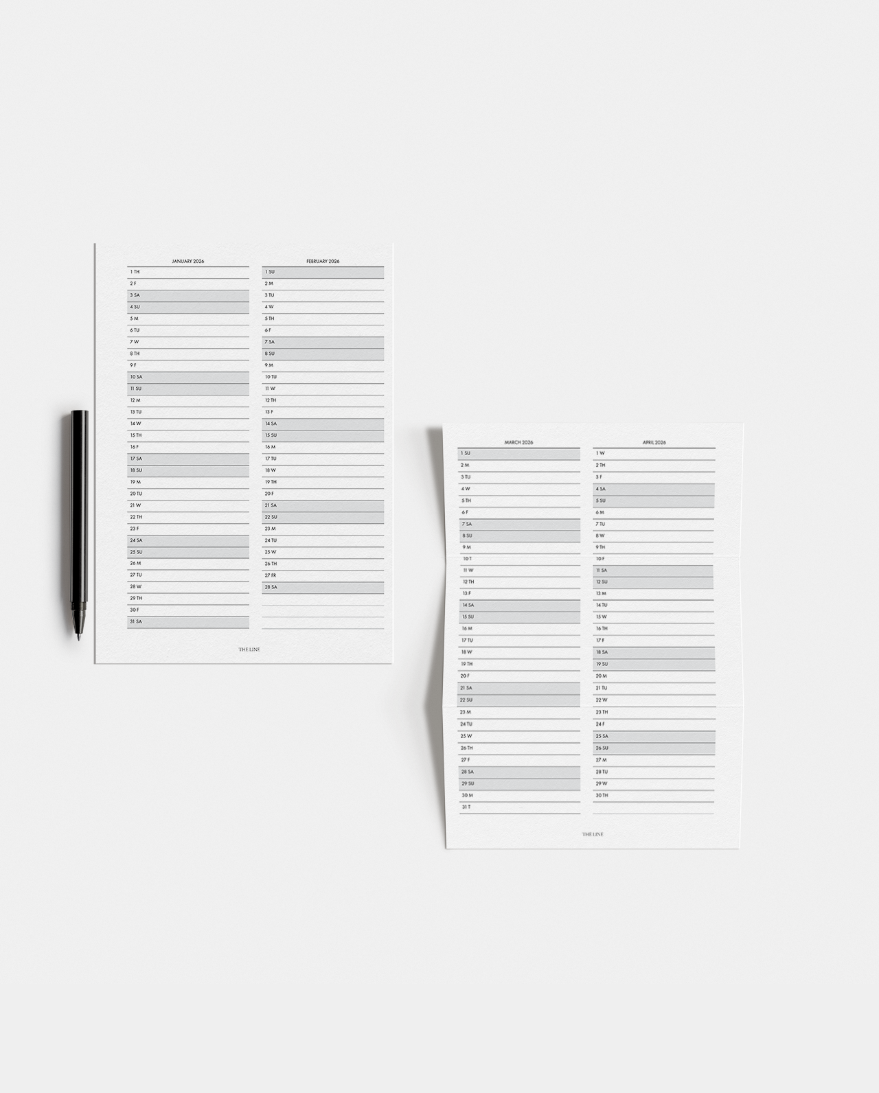 2026 Vertical Monthly Overview Planner Inserts