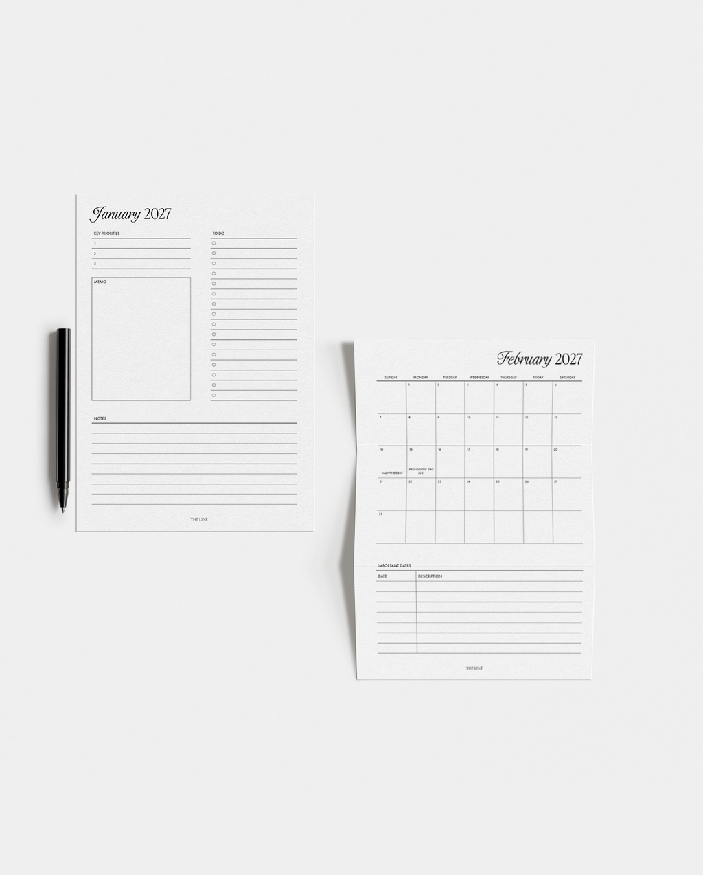 2027 Monthly Calendar & Detailed Planner Inserts (Mo2P)