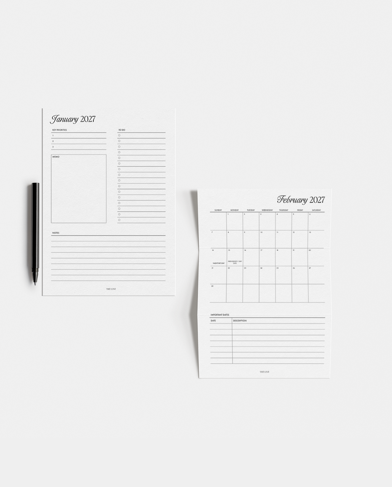 2027 Monthly Calendar & Detailed Planner Inserts (Mo2P)