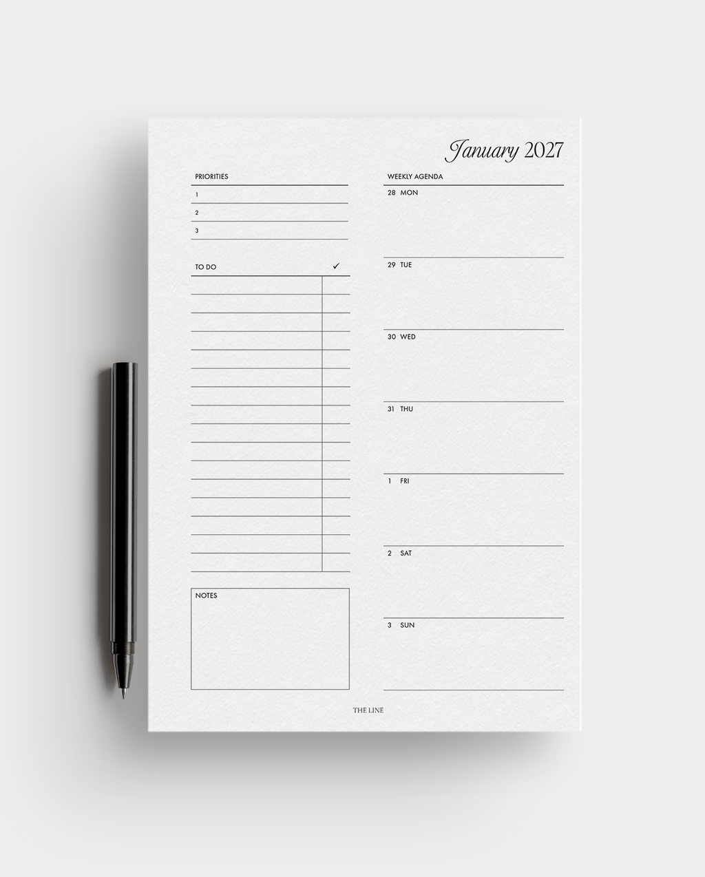 2027 Weekly Horizontal Planner Inserts (WO1P)