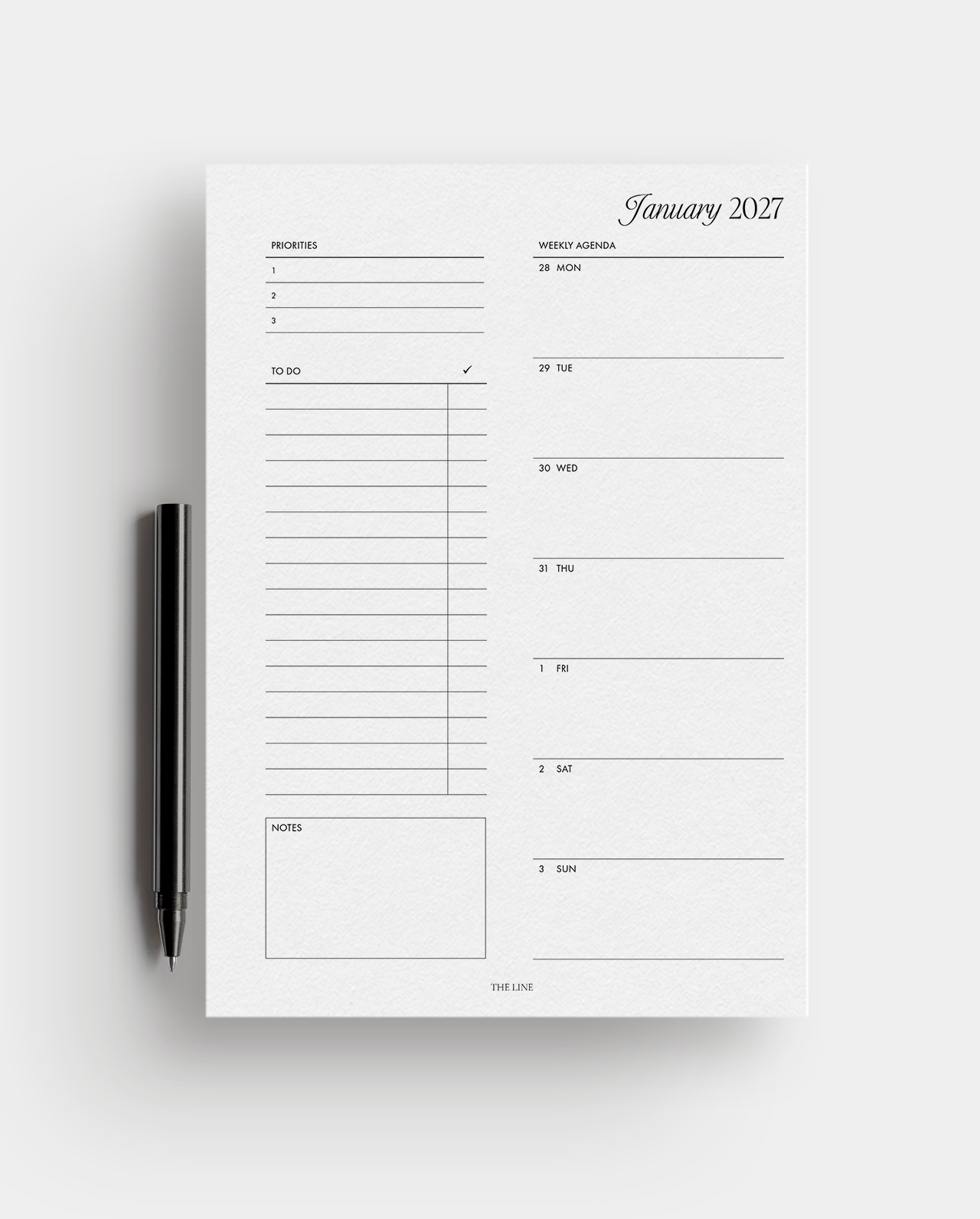 2027 Weekly Horizontal Planner Inserts (WO1P)